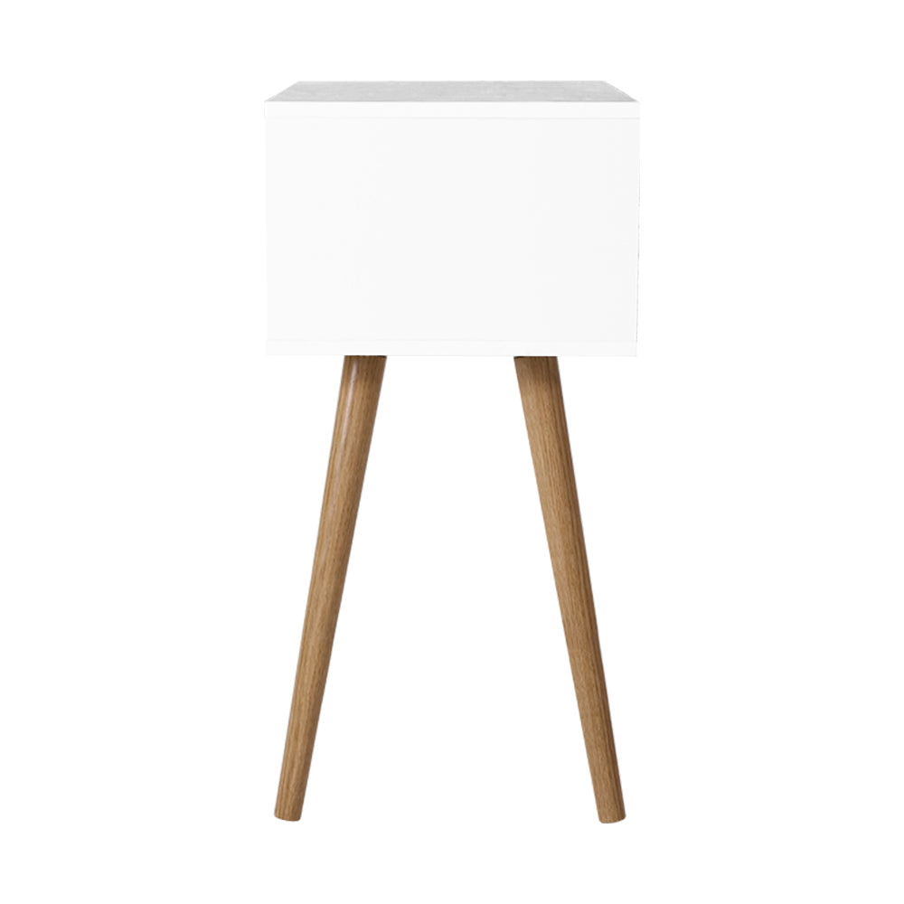 Bedside Table 2 Drawers - White