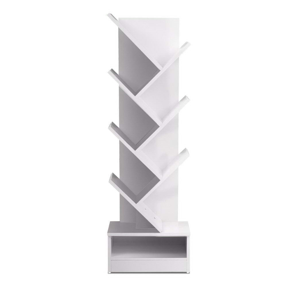 Bookshelf Book Storage Tree Shape Rack Bookcase - White