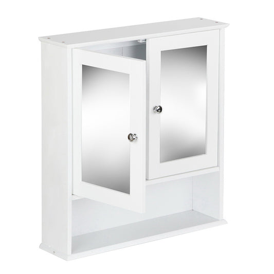 Bathroom Mirror Cabinet Storage Cupboard - White