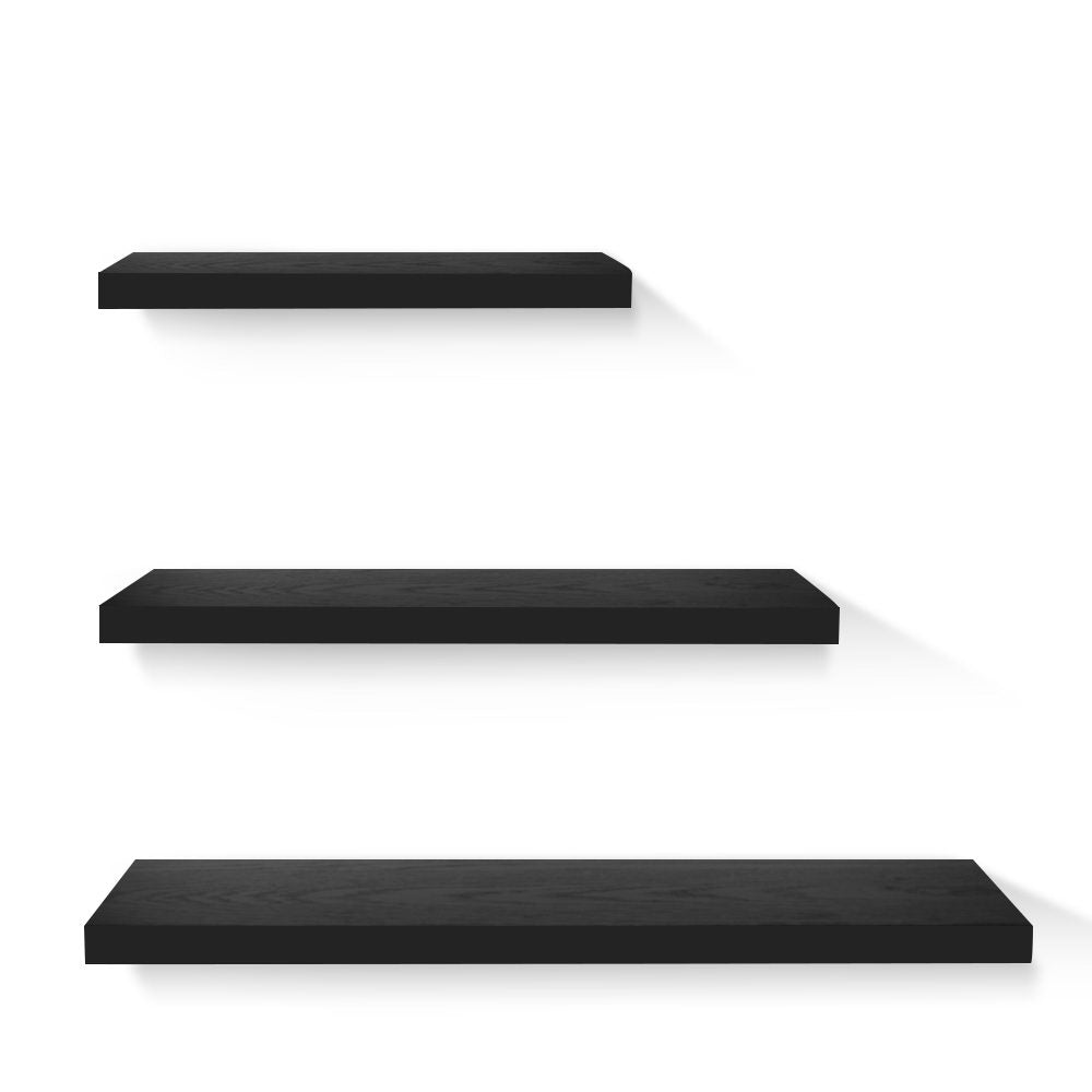 Floating Wall Shelves 3 Piece - Black 