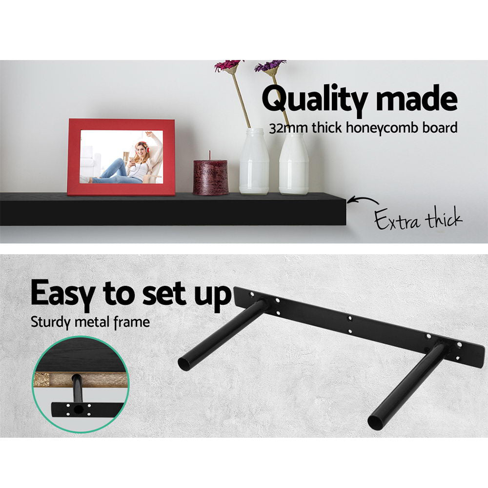 Floating Wall Shelves 3 Piece - Black