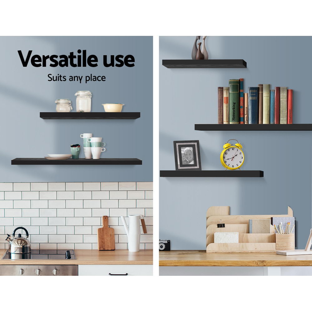 Floating Wall Shelves 3 Piece - Black