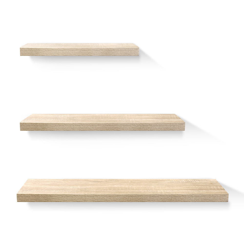 Floating Wall Shelves 3 Piece - Oak