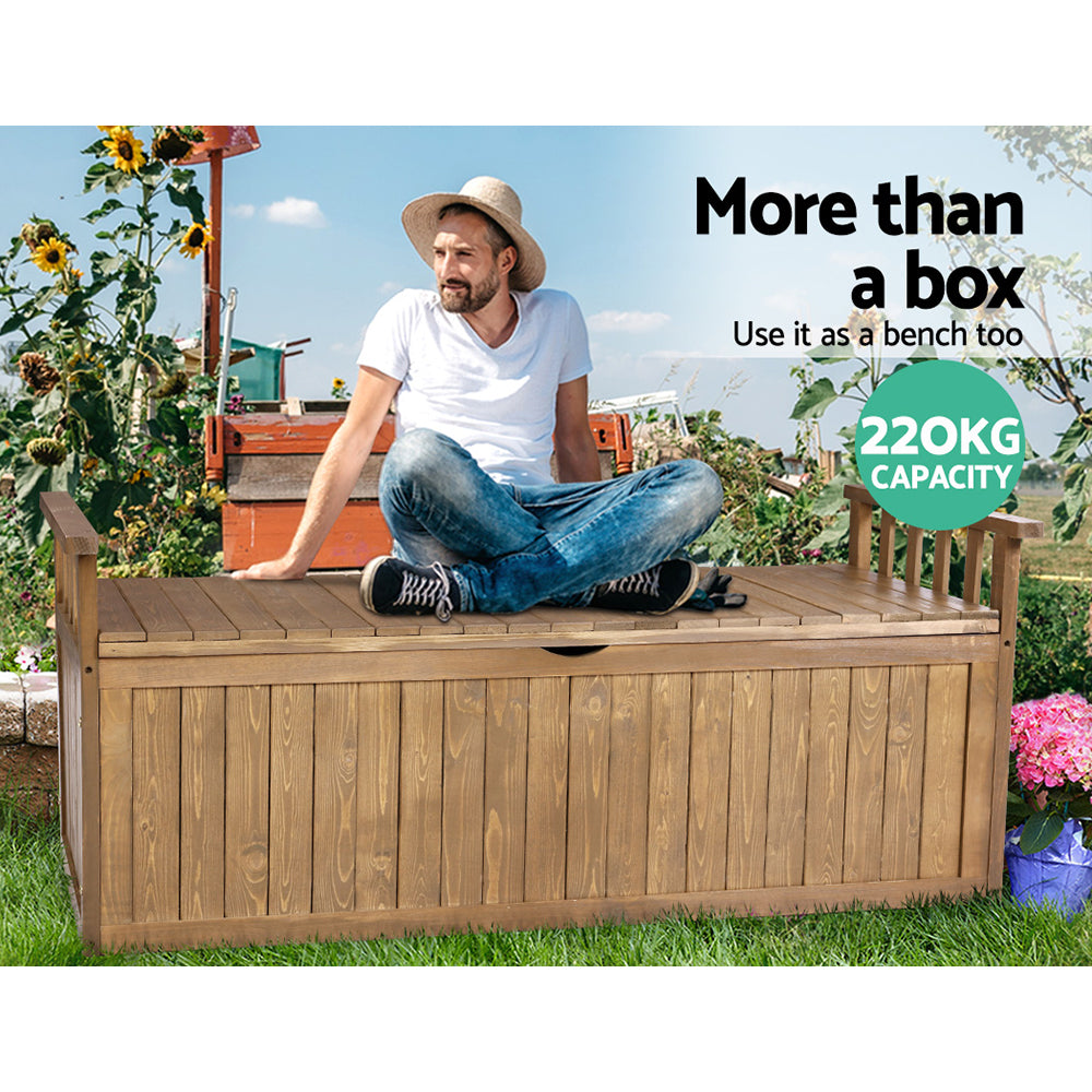 Outdoor Garden Storage Box Secure 200L - Fir Wood - Storage Nook