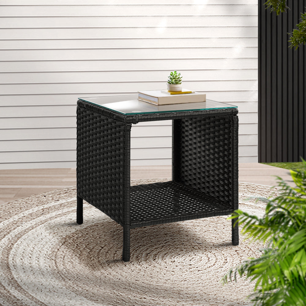 Coffee Side Table Wicker Desk Rattan Outdoor Furniture storage nook