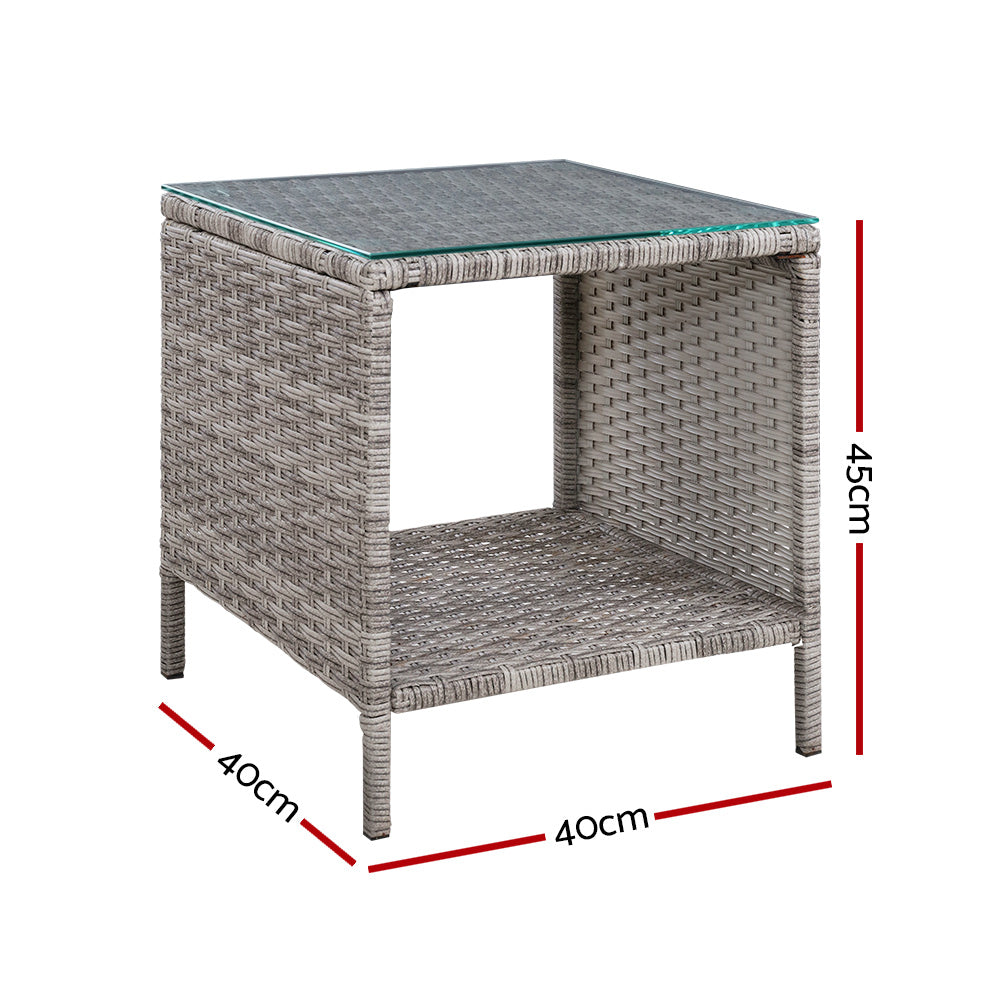 Coffee Side Table Wicker Outdoor Garden Furniture - grey 