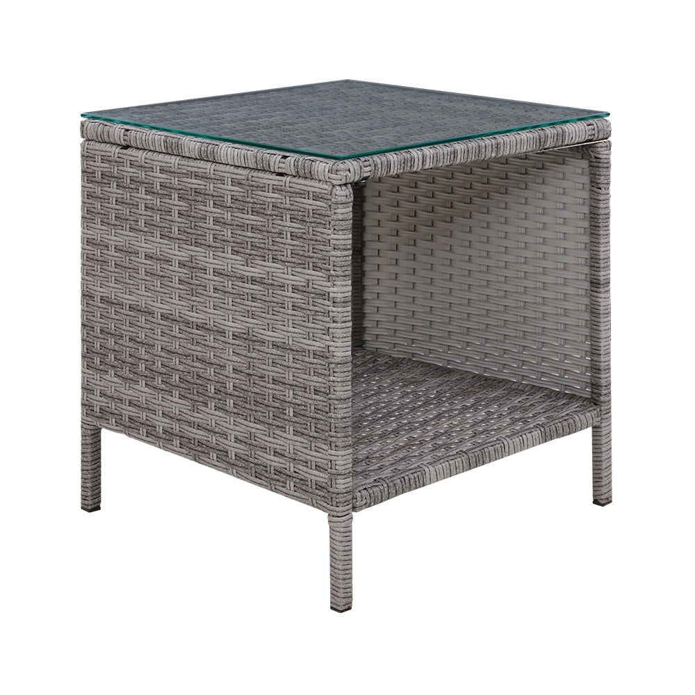 Coffee Side Table Wicker Outdoor Garden Furniture - grey