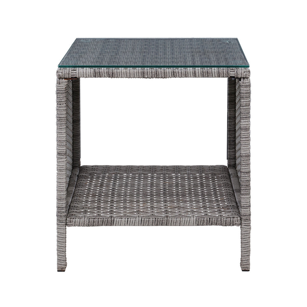 Coffee Side Table Wicker Outdoor Garden Furniture - grey