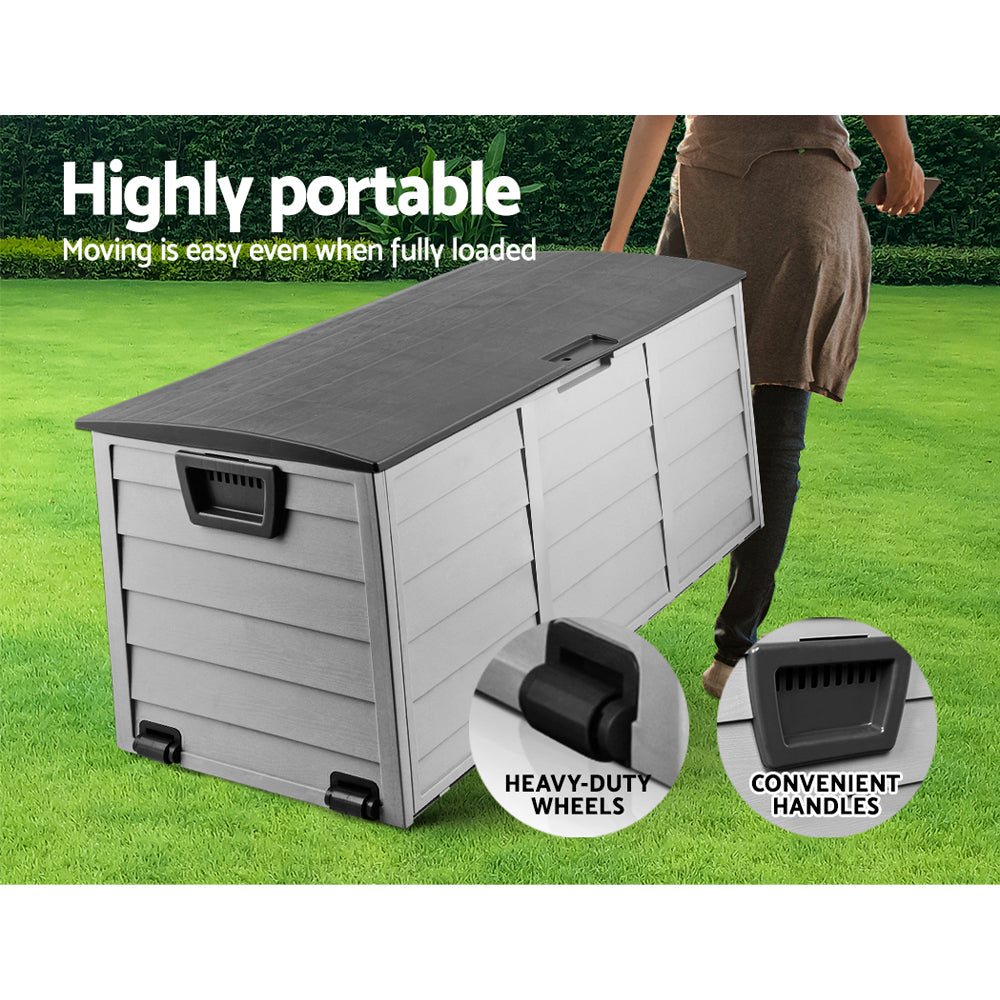 Outdoor Storage Box 290L Lockable Organiser Garden Deck Shed Tool , storage nook