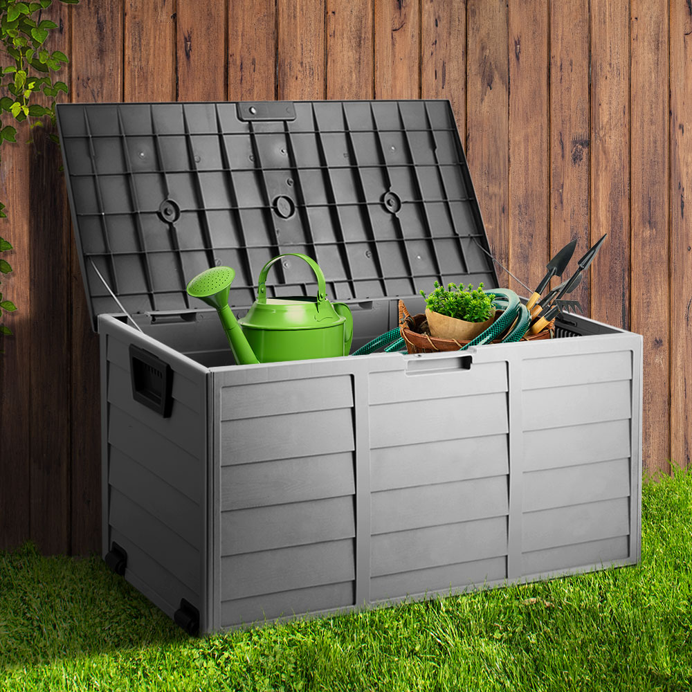 Outdoor Storage Box 290L Lockable Organiser Garden Deck Shed Tool , storage nook