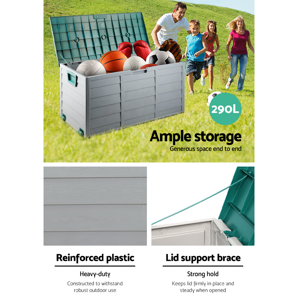 Outdoor Storage Box 290L - Green/Grey Storage Nook