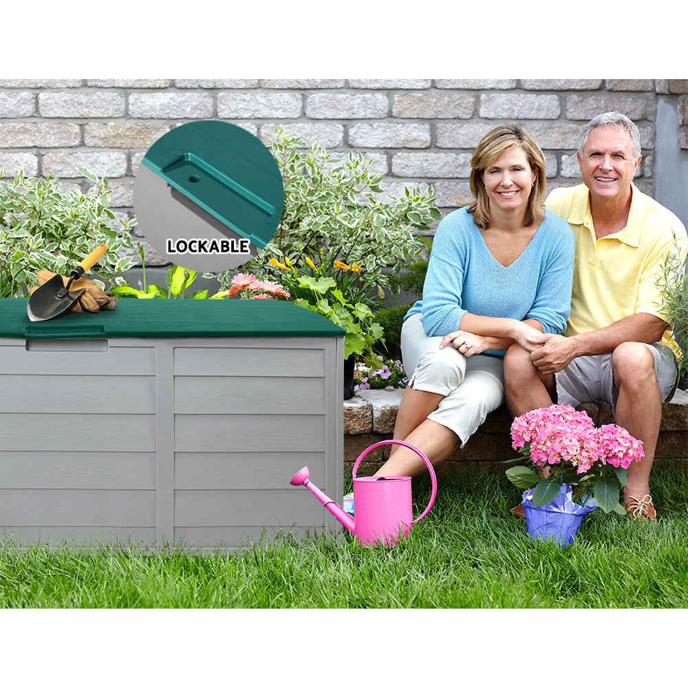 Outdoor Storage Box 290L - Green/Grey Storage Nook