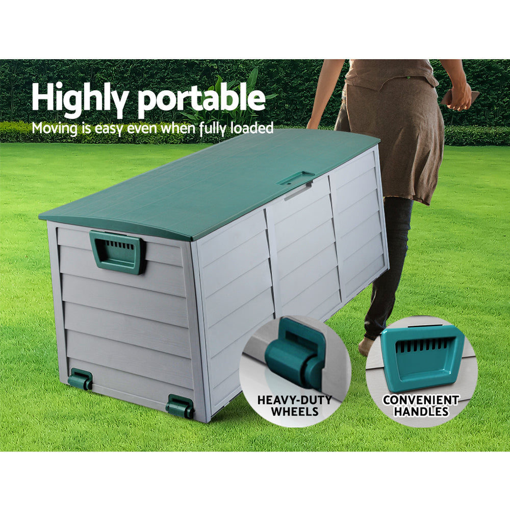 Outdoor Storage Box 290L - Green/Grey Storage Nook