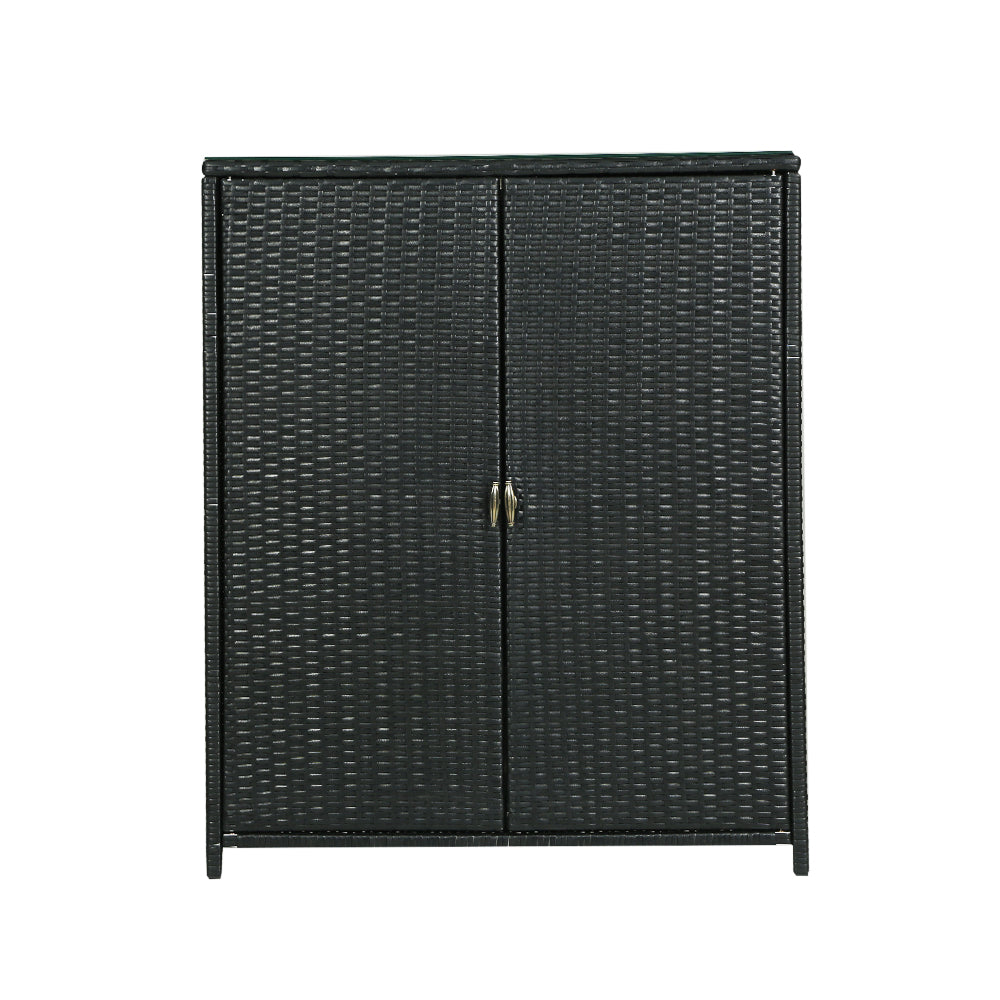 Outdoor Storage Cabinet Box Wicker - Black 