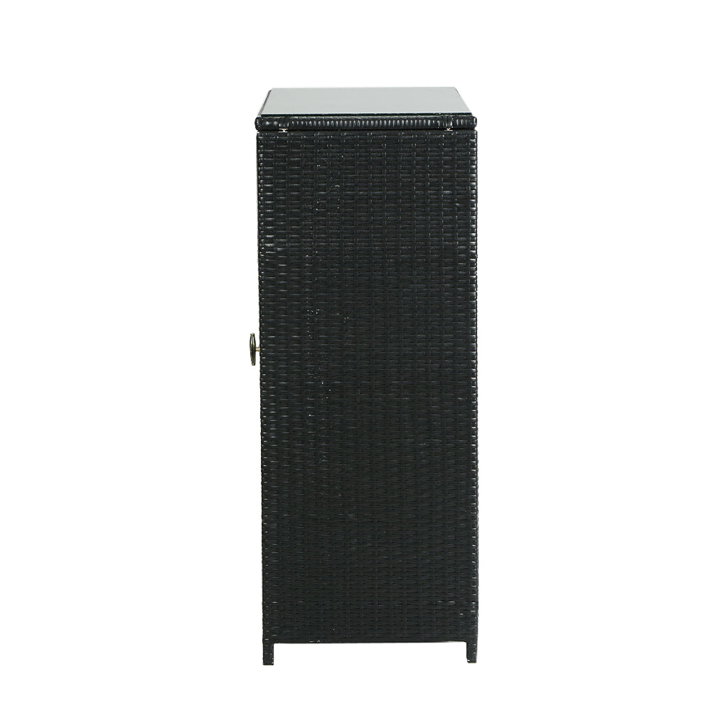 Outdoor Storage Cabinet Box Wicker - Black 