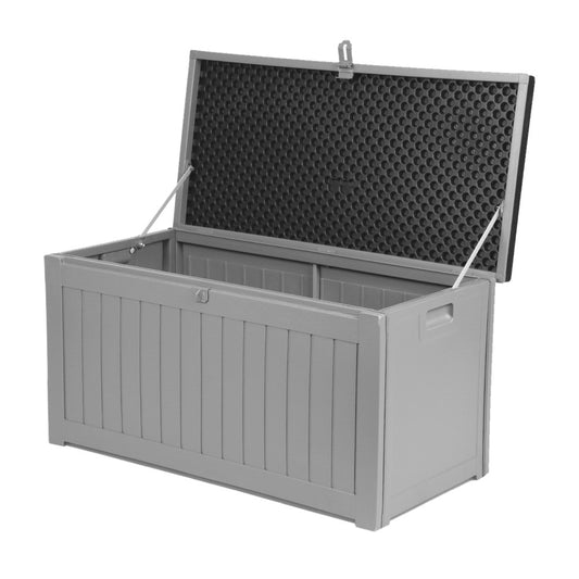 Outdoor Storage Box Garden Seat 190L - Grey/Black