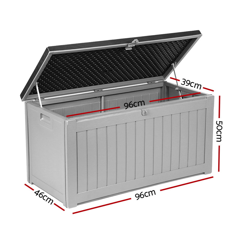 Outdoor Storage Box Garden Seat 190L - Grey/Black