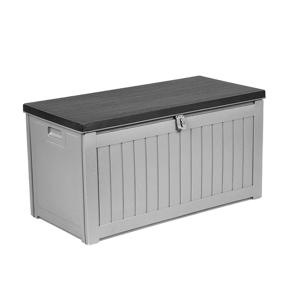 Outdoor Storage Box Garden Seat 190L - Grey/Black