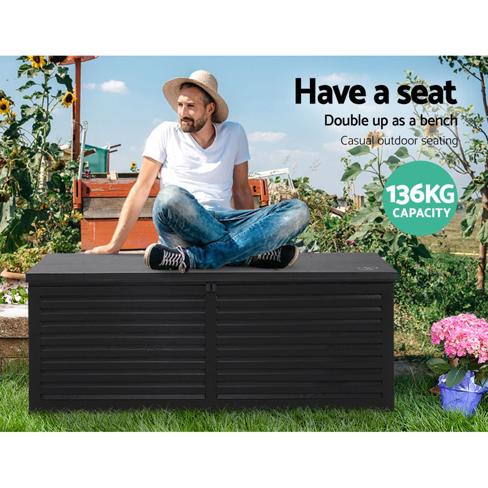 Outdoor Garden Storage Box 390L - Black, Storage Nook