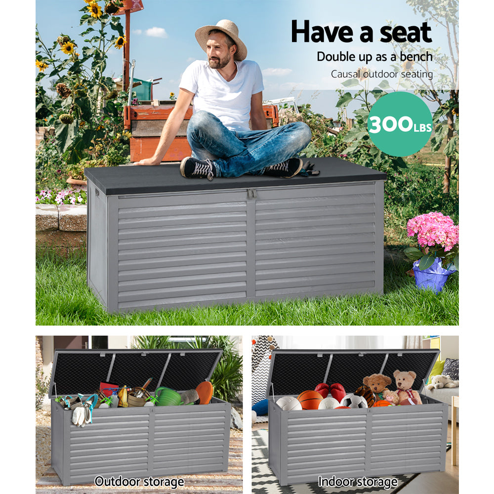 Outdoor Garden Storage Box 490L Bench Seat - Grey Storage Nook