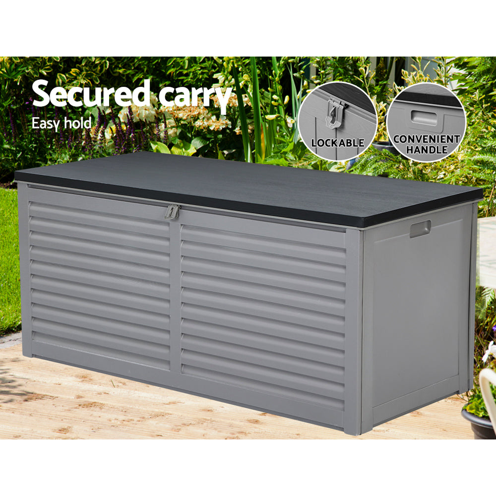 Outdoor Garden Storage Box 490L Bench Seat - Grey Storage Nook