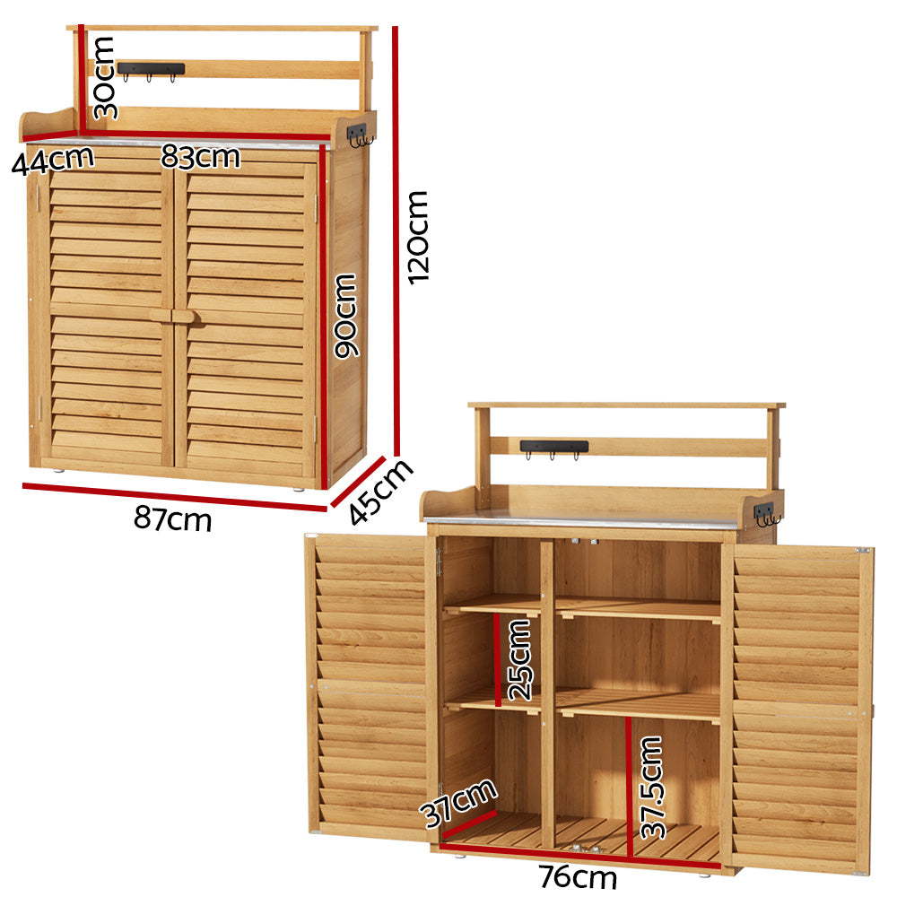 Outdoor Storage Cabinet / Potting Bench - Fir wood