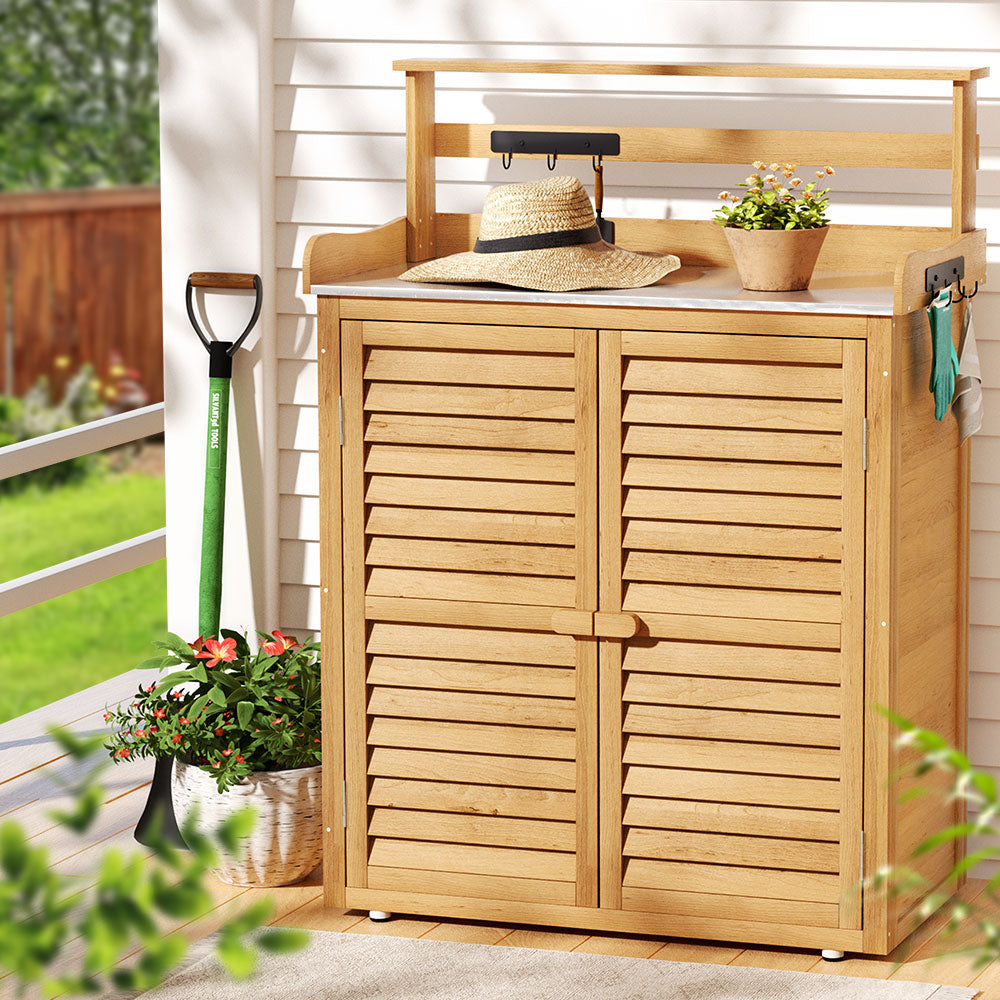 Outdoor Storage Cabinet / Potting Bench - Fir wood