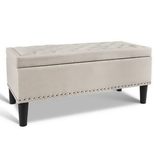 Storage Ottoman Blanket Box Fabric - Taupe