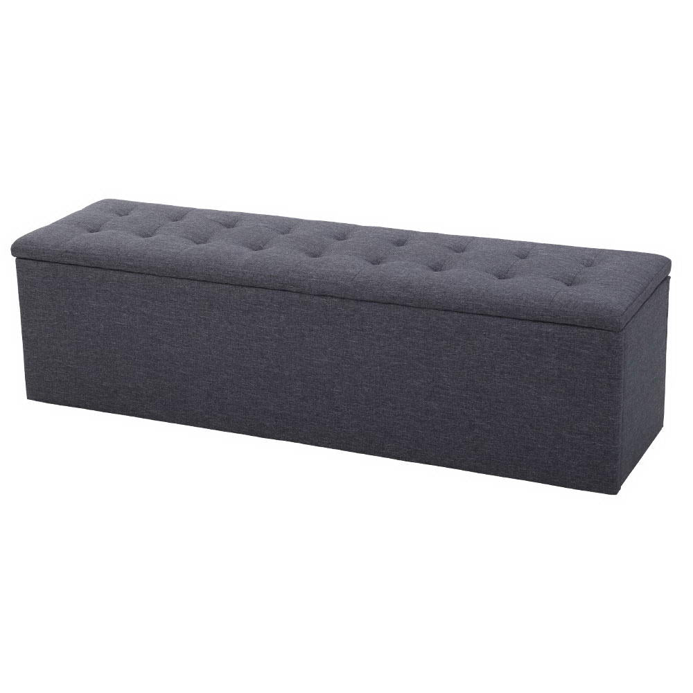 Ottoman Storage Blanket Box Linen Grey Storage Nook