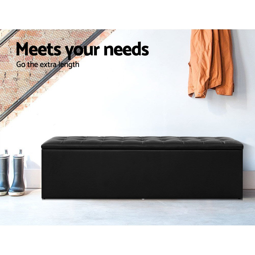 Ottoman Storage Box Large - Black Storage Nook