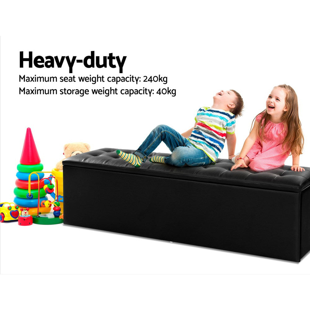 Ottoman Storage Box Large - Black Storage Nook