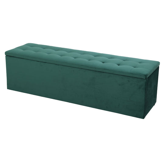 Ottoman Storage Blanket Box Velvet - Green