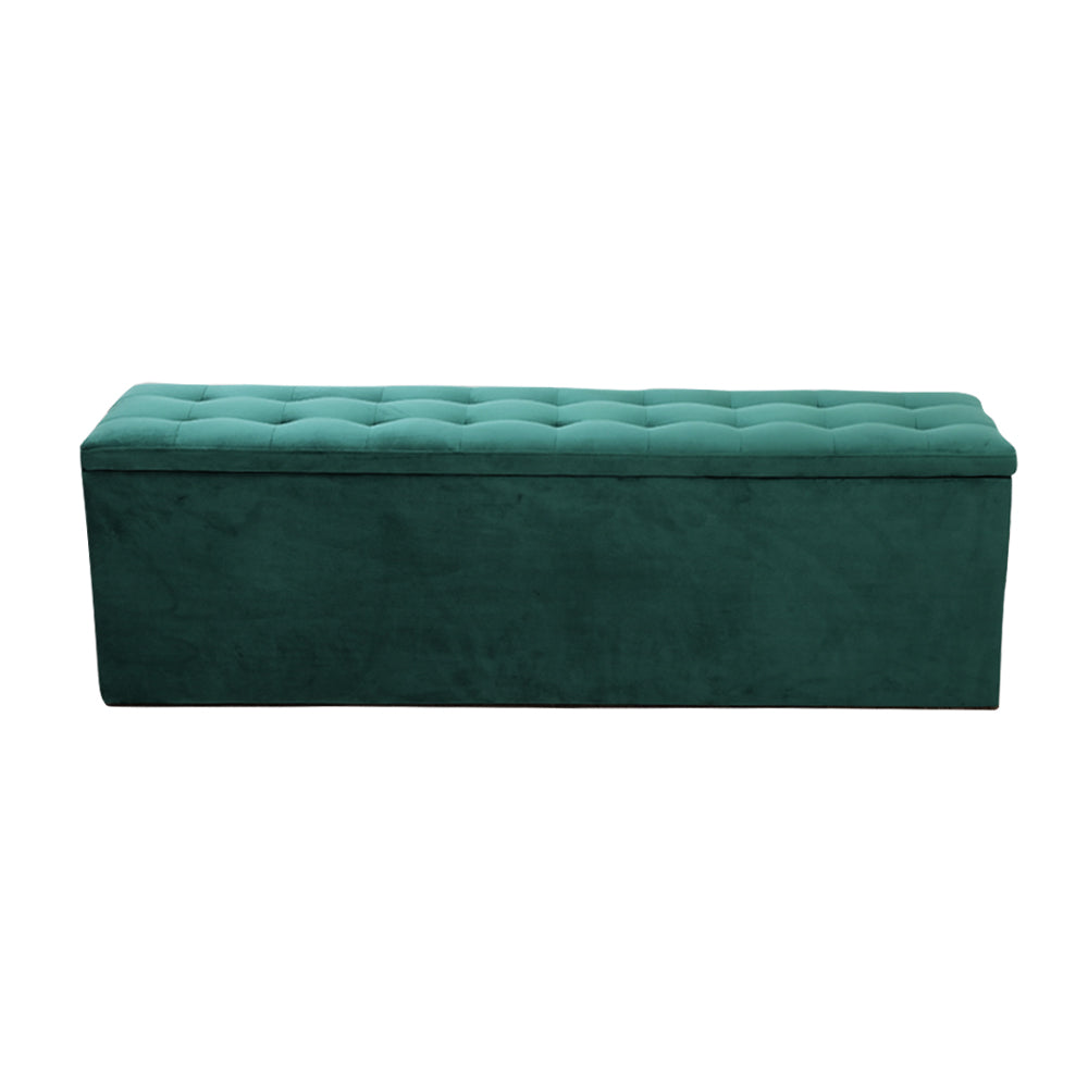 Ottoman Storage Blanket Box Velvet - Green