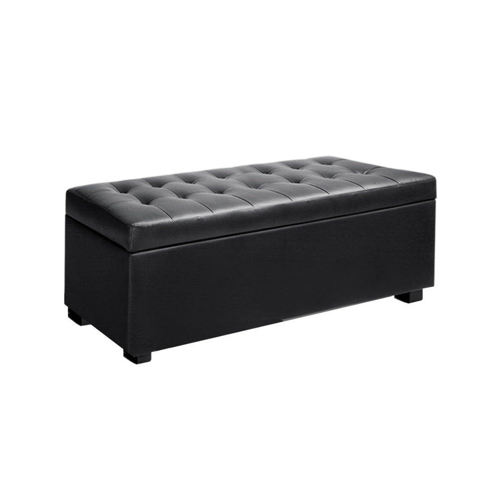 Storage Ottoman Faux Leather - Black storage nook