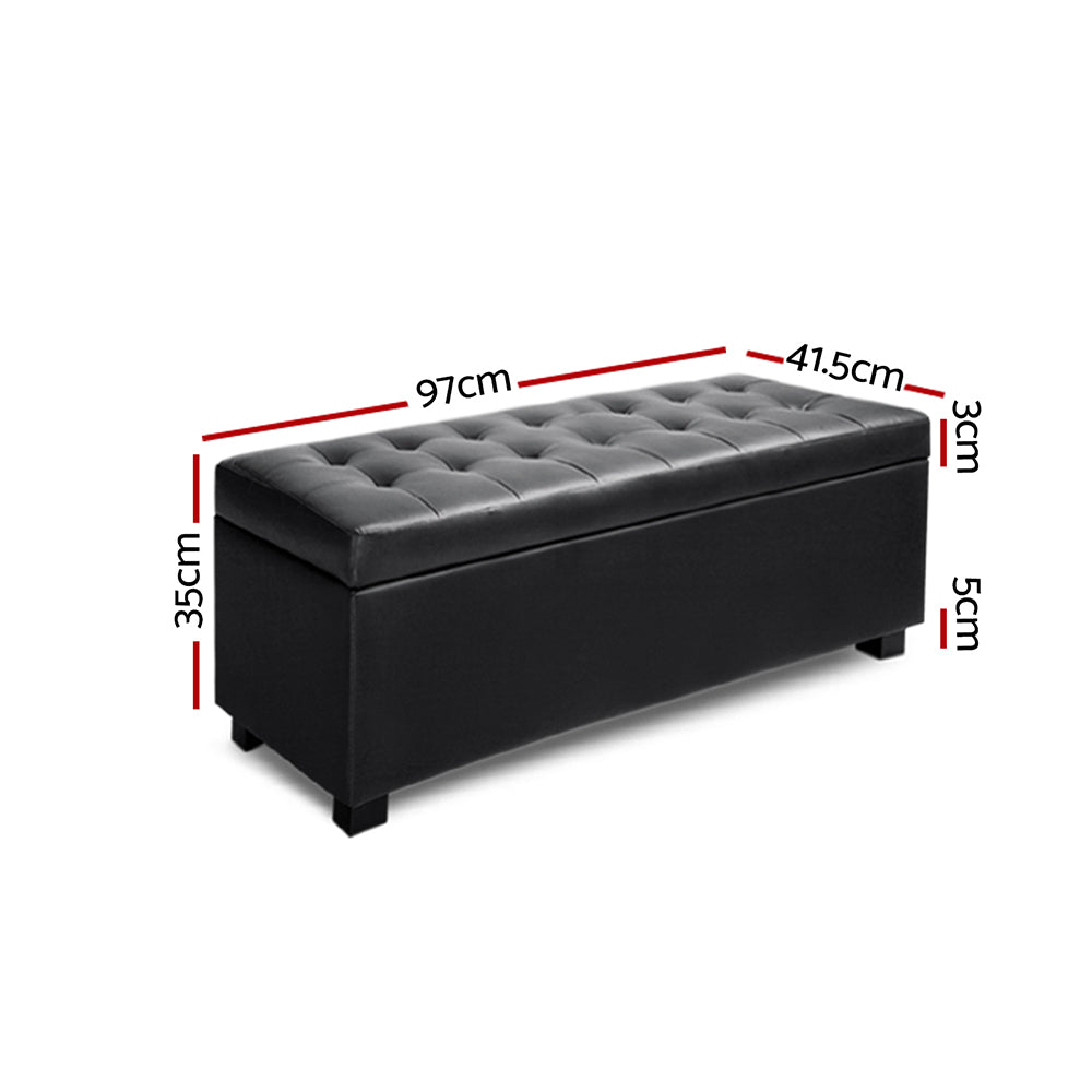 Storage Ottoman Faux Leather - Black storage nook