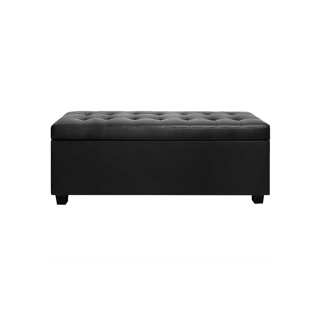 Storage Ottoman Faux Leather - Black storage nook