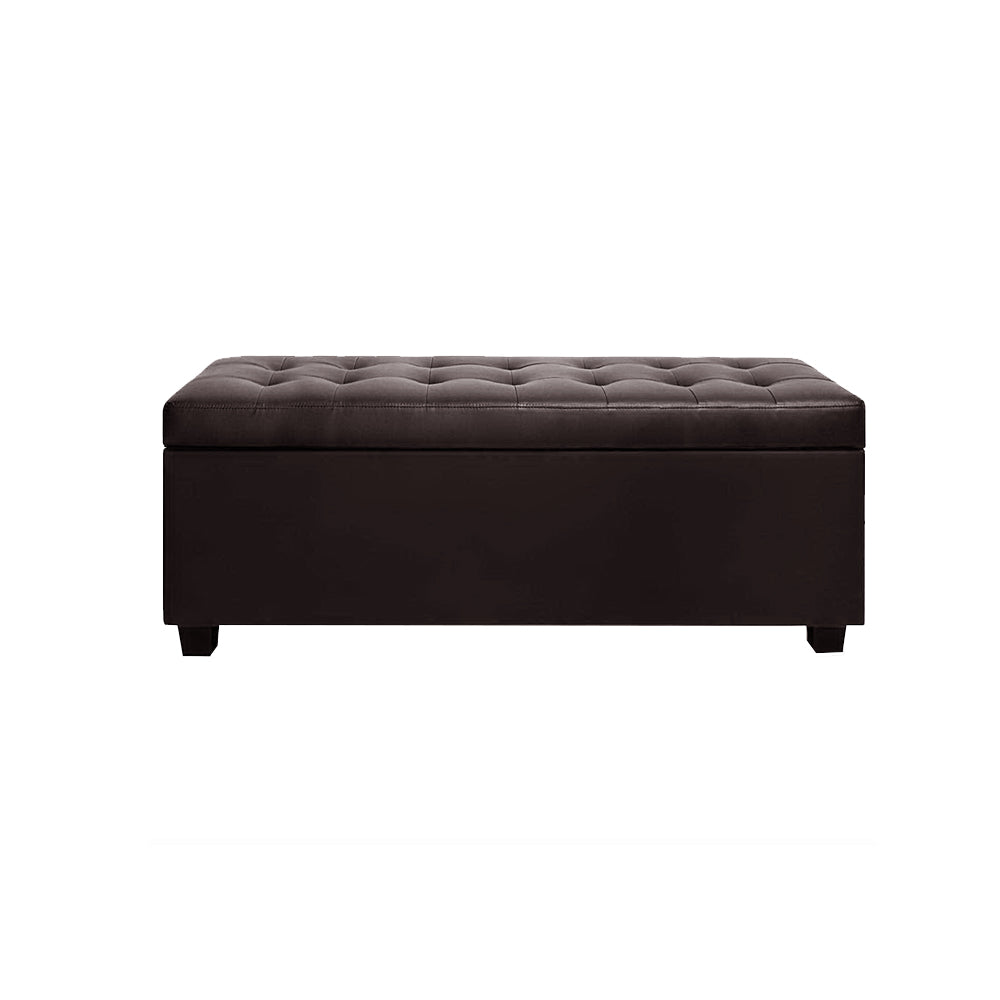 Ottoman Storage Blanket Box Footstool Leather Brown Storage Nook