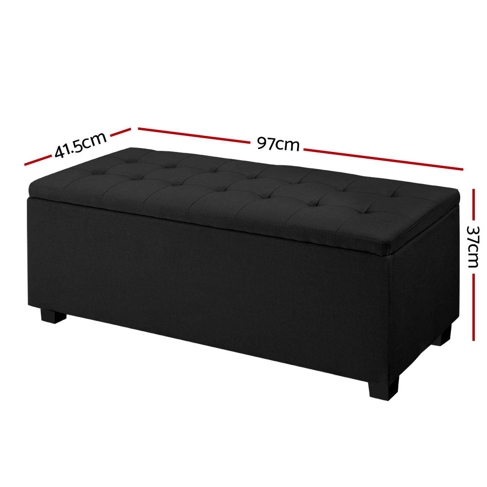 Ottoman Storage Blanket Box - Black - Storage Nook