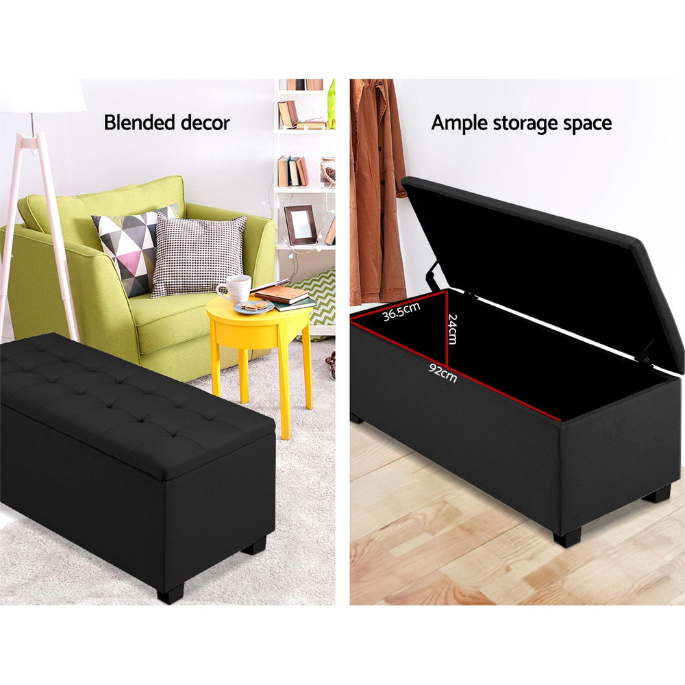 Ottoman Storage Blanket Box - Black - Storage Nook