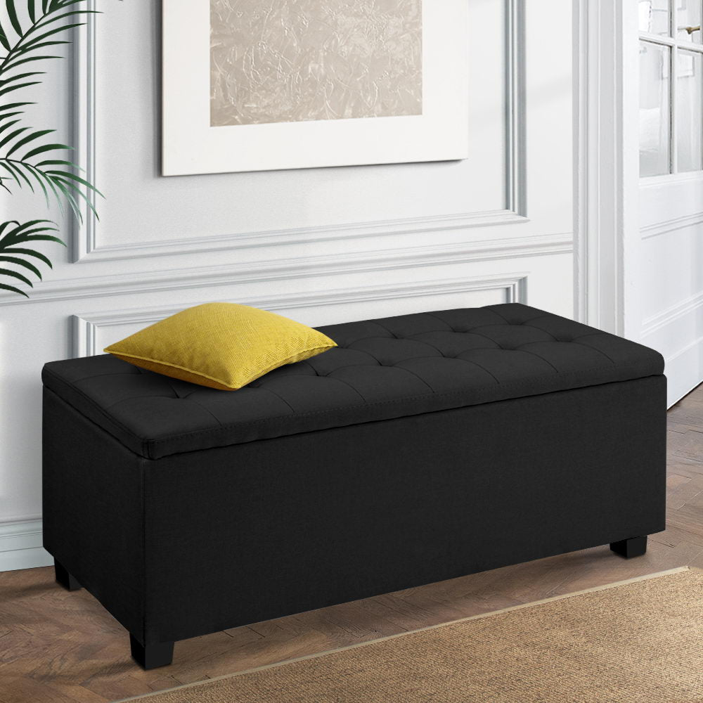 Ottoman Storage Blanket Box - Black - Storage Nook