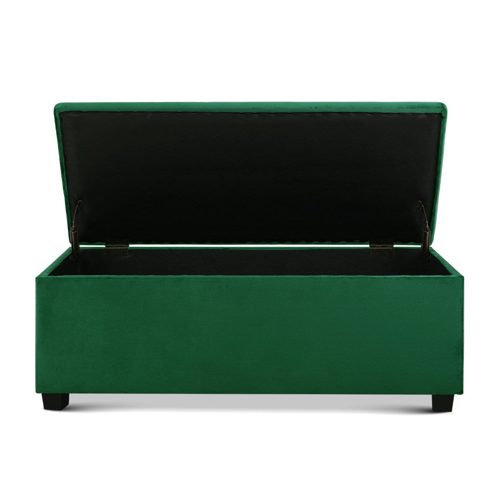 Ottoman Storage Blanket Box Velvet - Green