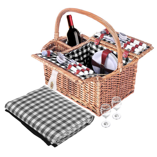 Picnic Basket Set Insulated Outdoor Blanket Bag