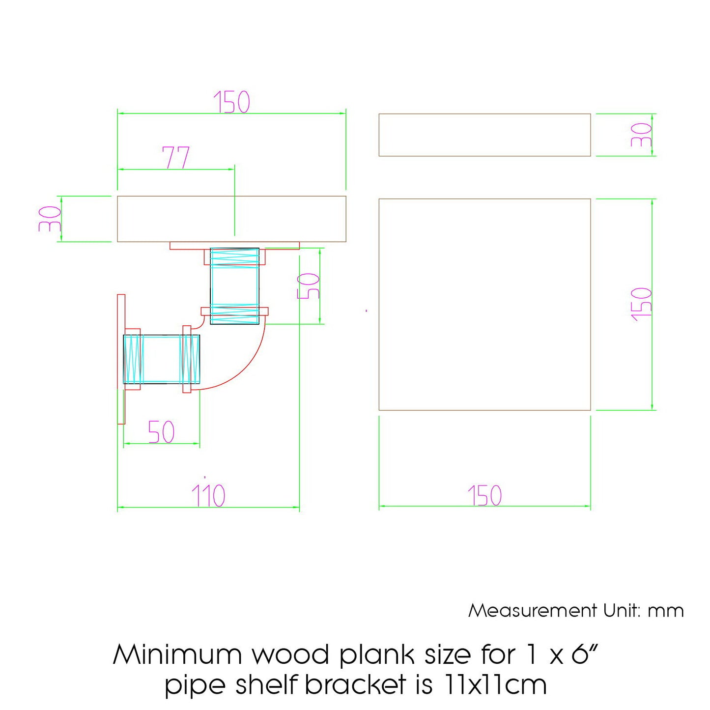  Floating Pipe Shelf Metal Brackets Set of 8