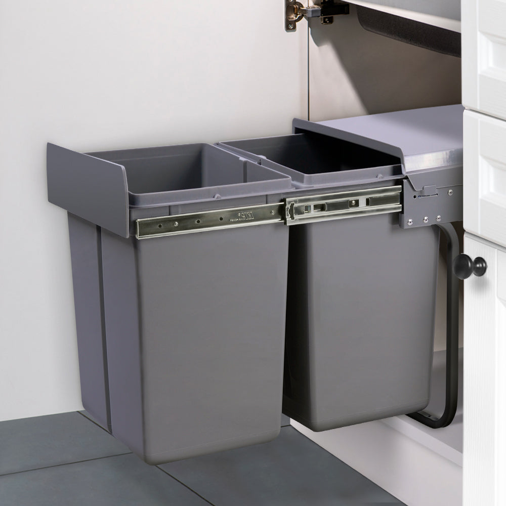  Cefito 2x20L Pull Out Bin - Grey