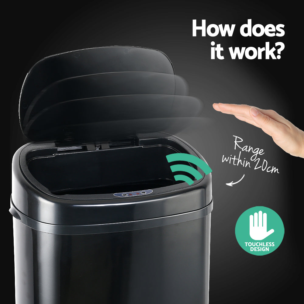 68L Motion Sensor Rubbish Bin - Black