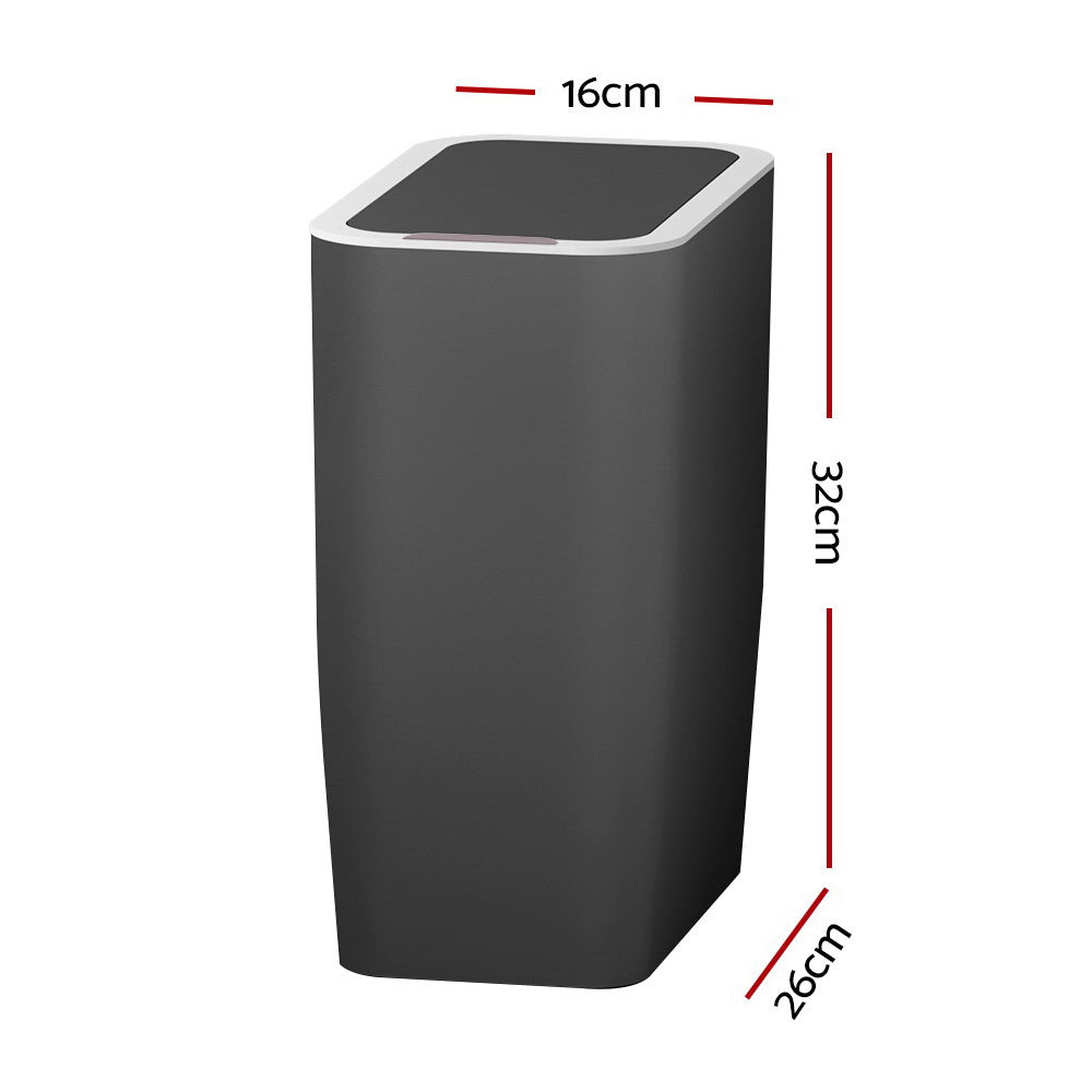 Motion Sensor Rubbish Bin Automatic Rubbish Bins Waste Trash Can Ash Black 9L