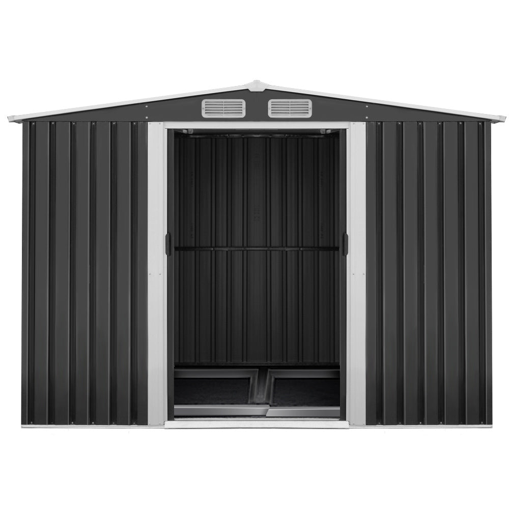 Garden Shed Outdoor Storage 2.58x3.14x2.02M Metal Base Grey