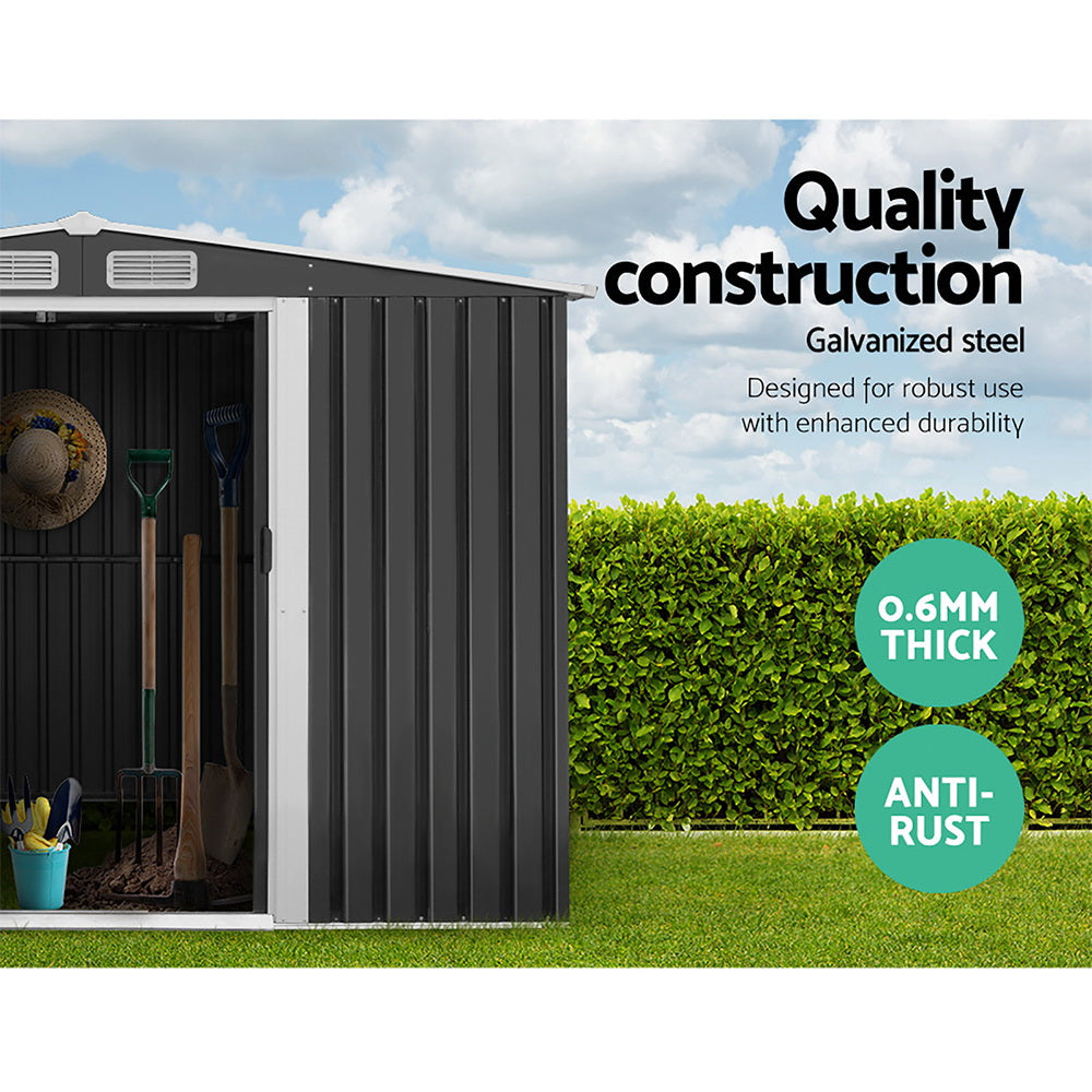 Garden Shed Outdoor Storage 2.58x3.14x2.02M Metal Base Grey