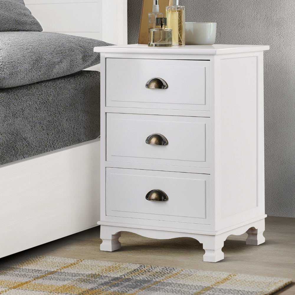 Vintage Bedside Table White Storage Nook