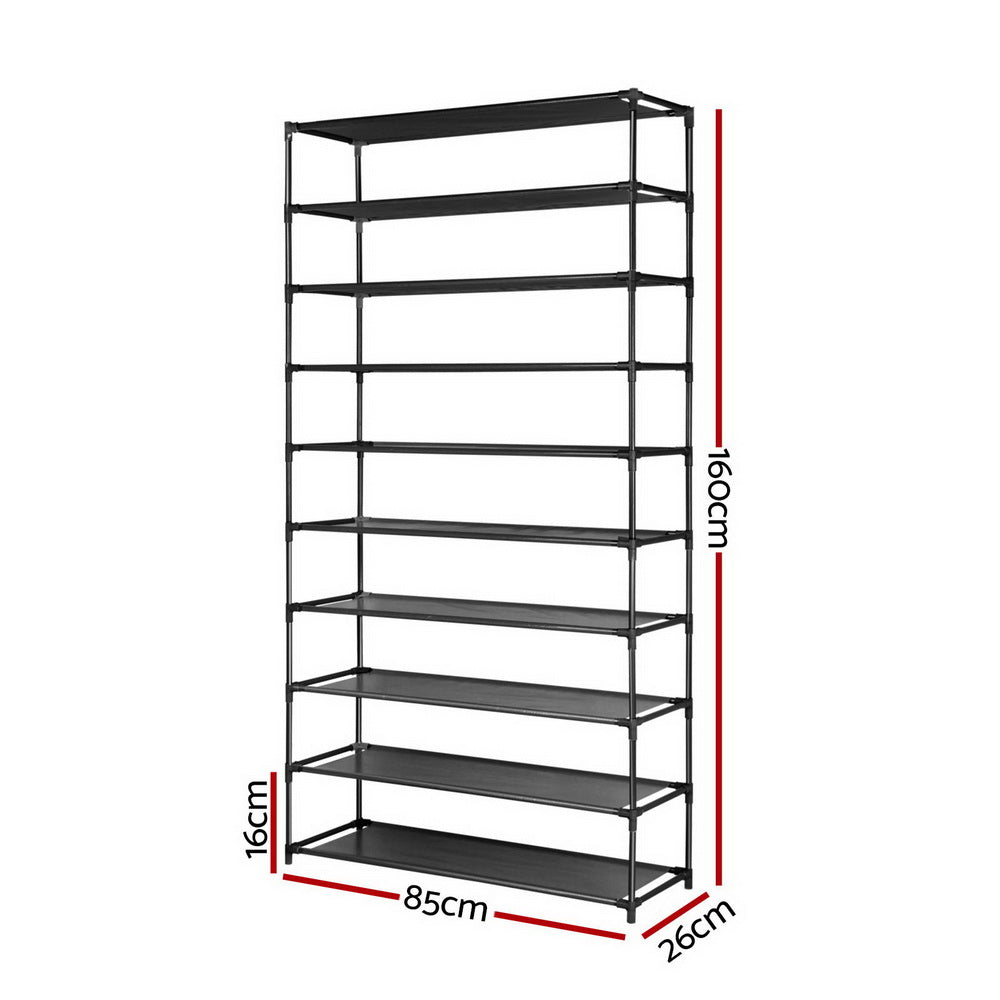 Storage Nook Shoe Rack 10-Tier (50 Pair) Shoes Organiser DIY - Black